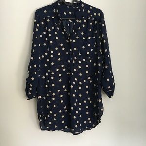 ModCloth Navy sheer button blouse Medium